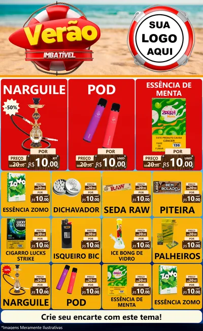 Modelo de Encarte para Encarte Grande com o tema Verão Imbatível para Tabacaria