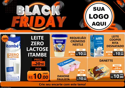 Modelo de Encarte para Encarte A4 Horizontal com o tema Black Friday para Frios e Laticínios