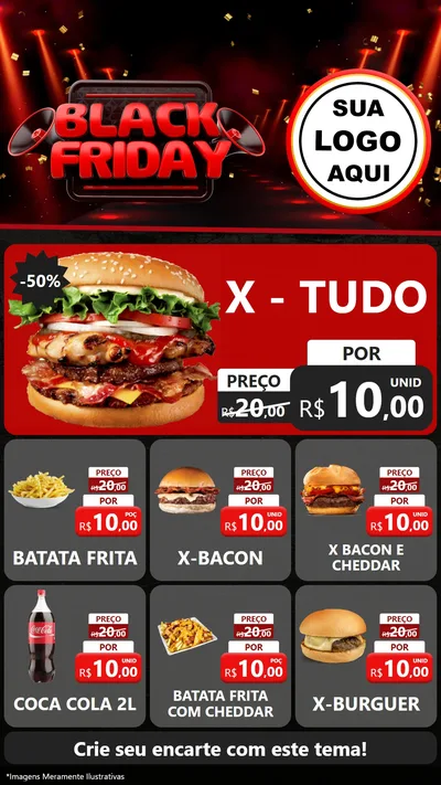 Modelo de Rede Social para Stories com o tema Black Friday para Hamburgueria