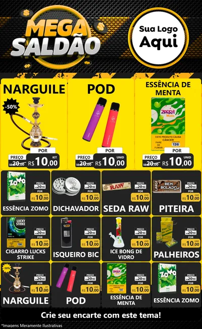 Modelo de Encarte para Encarte Grande com o tema Mega Saldão para Tabacaria