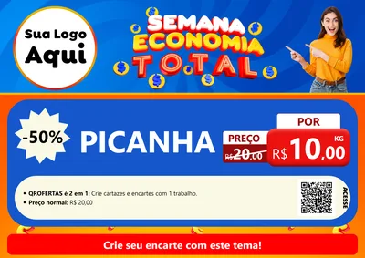 Modelo de Cartaz para Cartaz A4 Horizontal com o tema Semana Economia Total para Açougue