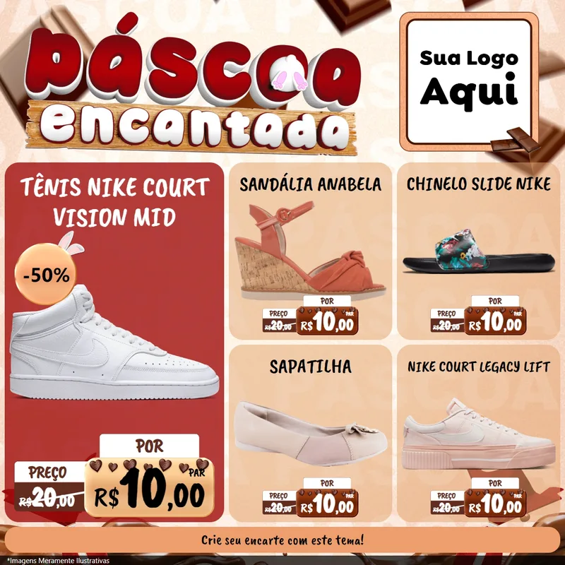 Modelo de Rede Social para Feed Facebook com o tema Páscoa Encantada para Calçados