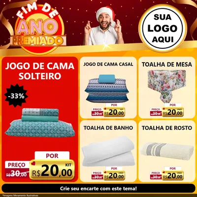 Modelo de Rede Social para Feed Facebook com o tema Fim de Ano Premiado para Cama, Mesa e Banho