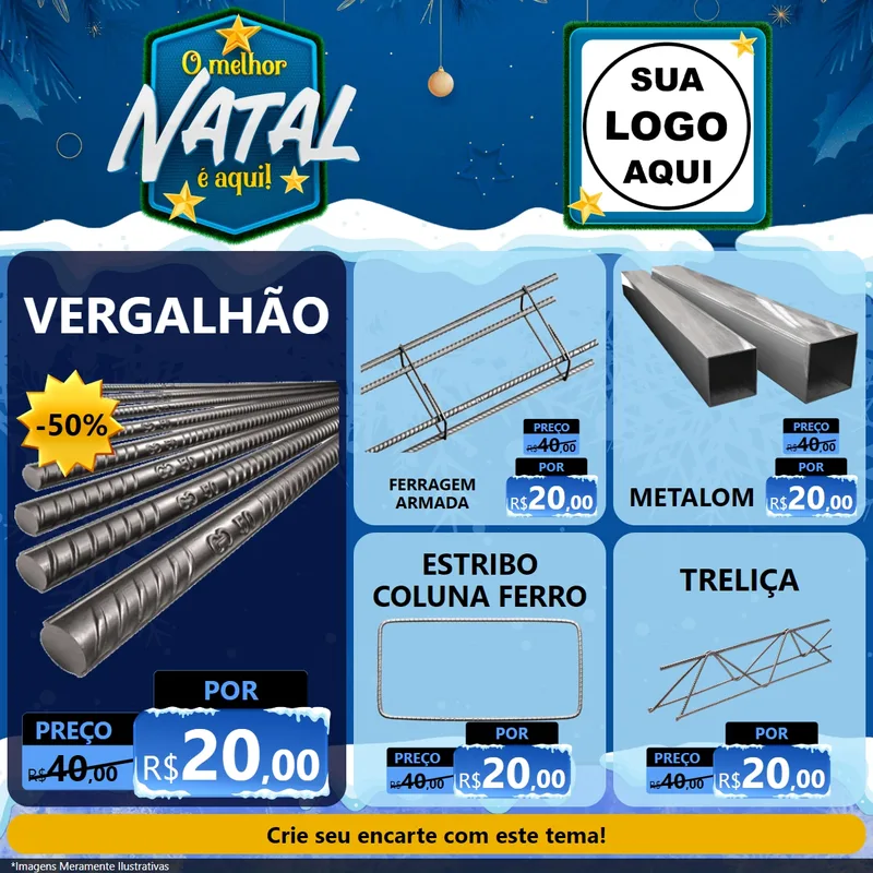 Modelo de Rede Social para Feed Facebook com o tema O Melhor Natal É Aqui! para Ferragens