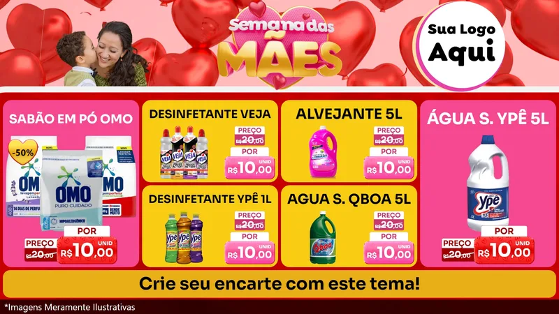 Modelo de TV para TV Horizontal com o tema Semana Das Mães para Produtos de Limpeza