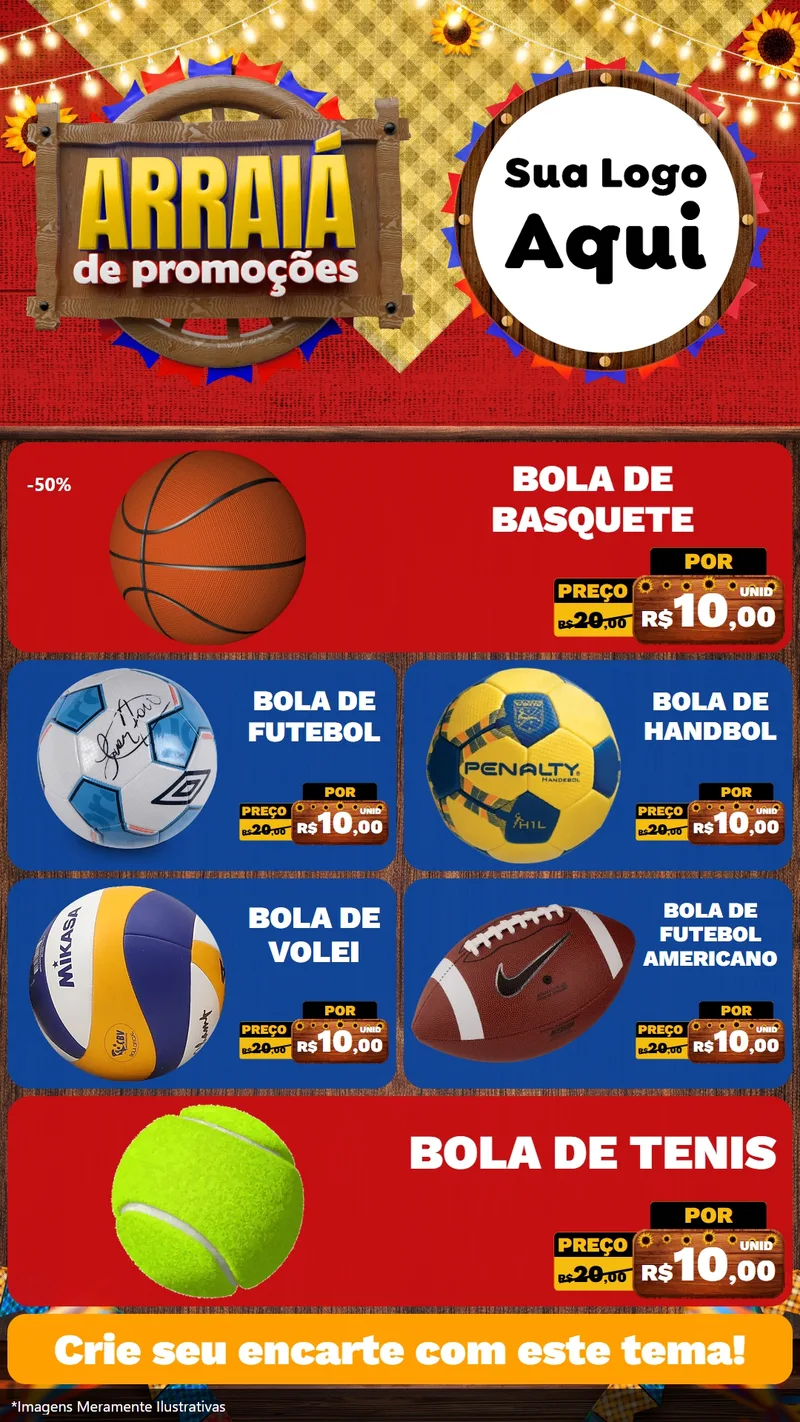 Modelo de TV para TV Vertical com o tema Arraiá de Promoções para Artigos Esportivos
