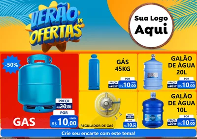 Modelo de Encarte para Encarte A4 Horizontal com o tema Verão de Ofertas para Água e gás