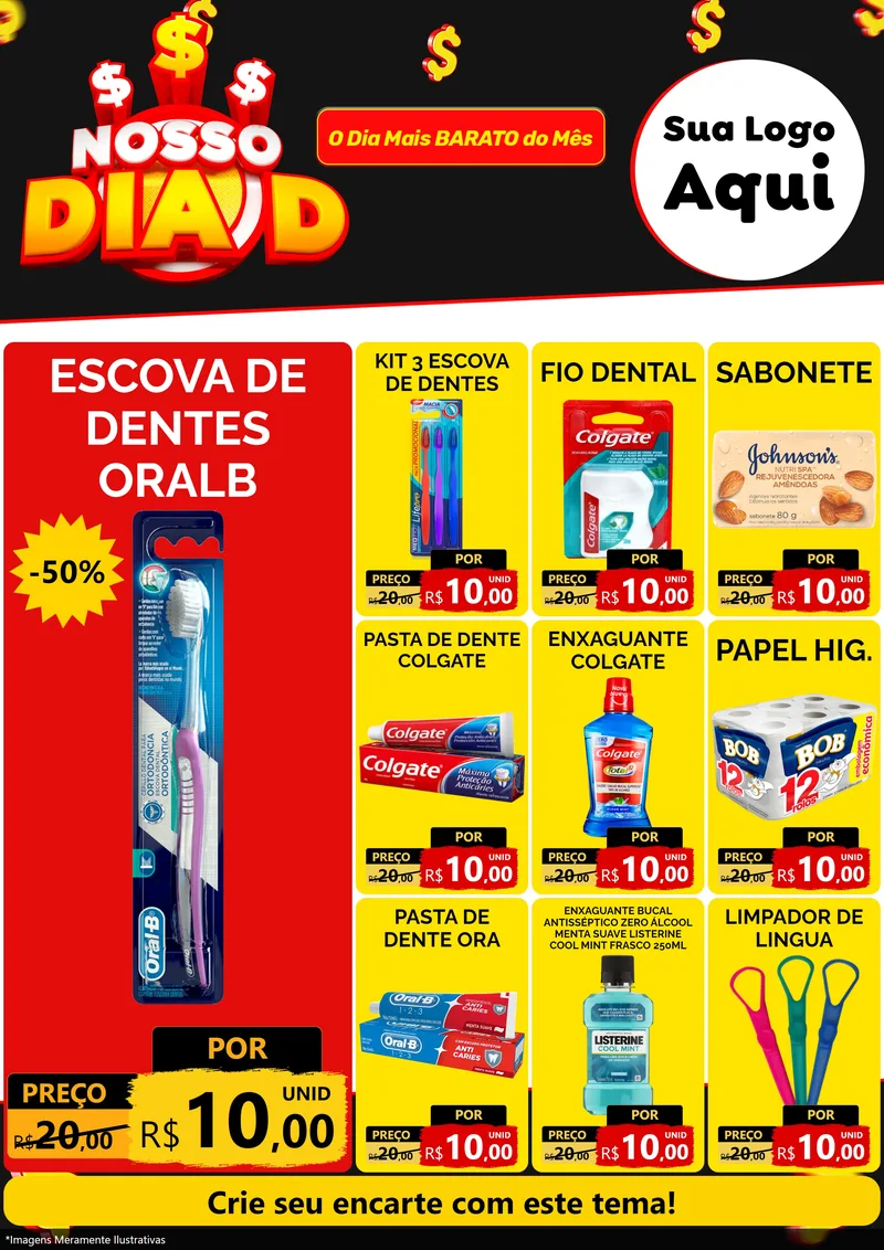 Modelo de Encarte para Encarte A4 Vertical com o tema Nosso Dia D para Higiene Pessoal