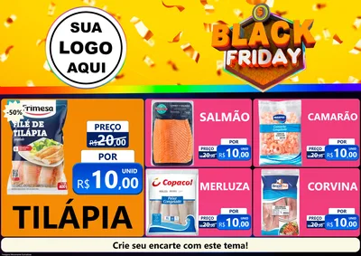 Modelo de Encarte para Encarte A4 Horizontal com o tema Black Friday para Peixaria