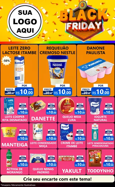 Modelo de Encarte para Encarte Grande com o tema Black Friday para Frios e Laticínios