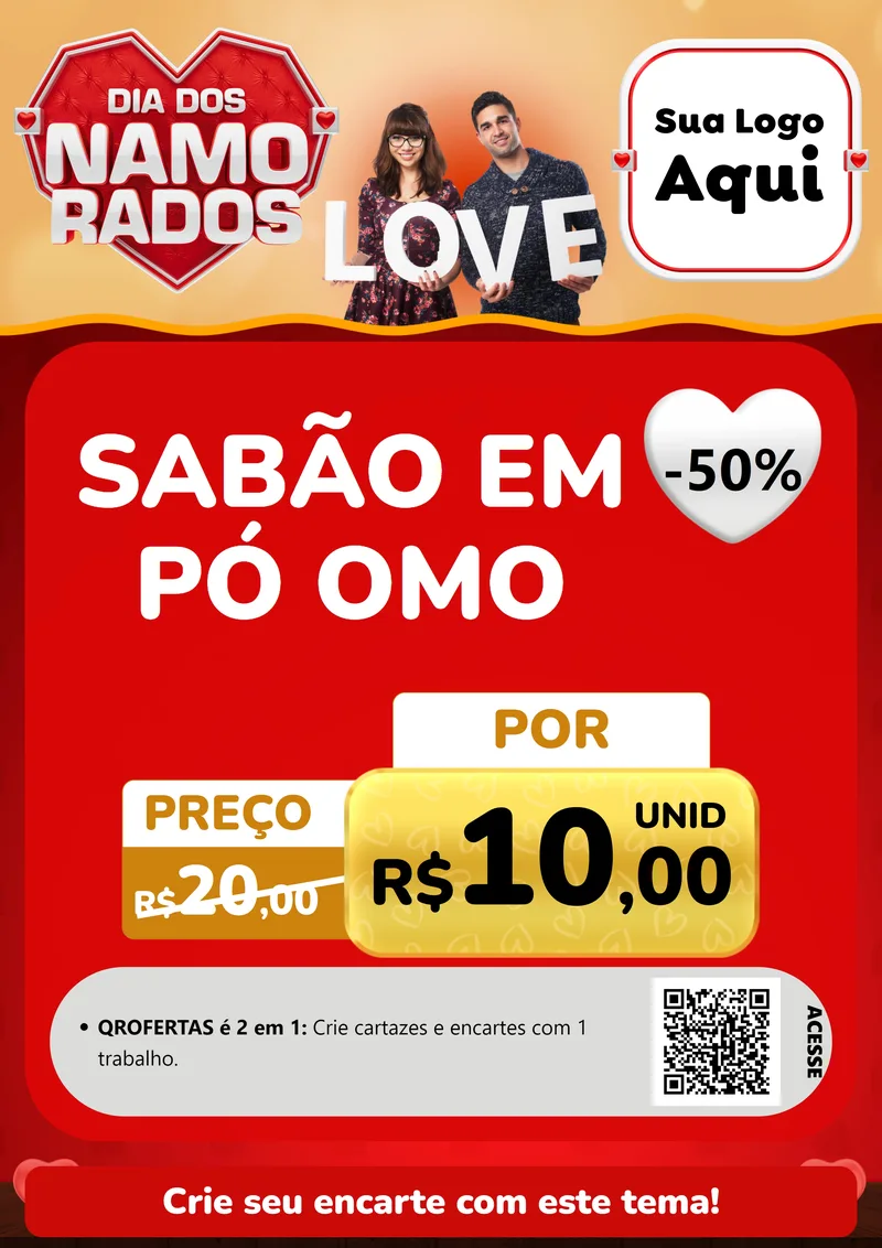 Modelo de Cartaz para Cartaz A4 Vertical com o tema Dia dos Namorados para Produtos de Limpeza