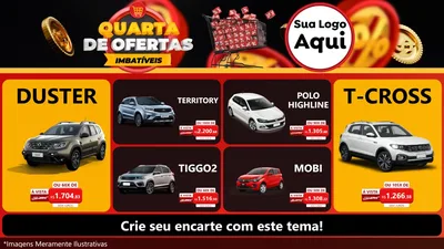 Modelo de TV para TV Horizontal com o tema Quarta de Ofertas Imbatíveis para Concessionaria de Carros