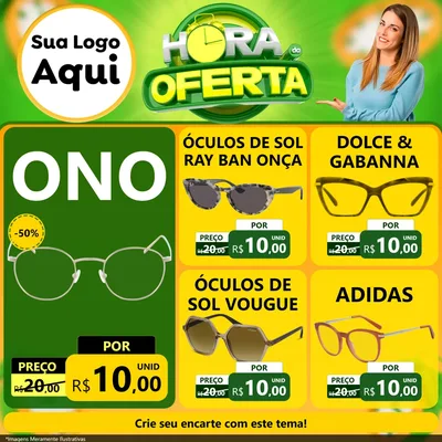 Modelo de Rede Social para Feed Facebook com o tema Hora da Oferta para Óticas