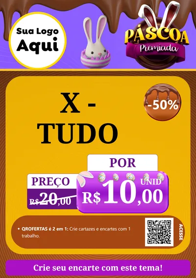 Modelo de Cartaz para Cartaz A4 Vertical com o tema Páscoa Premiada para Hamburgueria