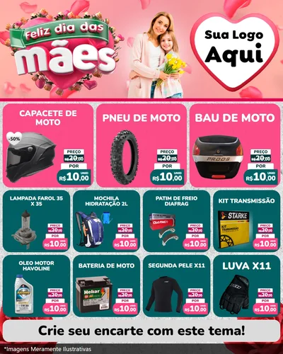 Modelo de Rede Social para Feed Instagram com o tema Feliz Dia das Mães para Moto peças