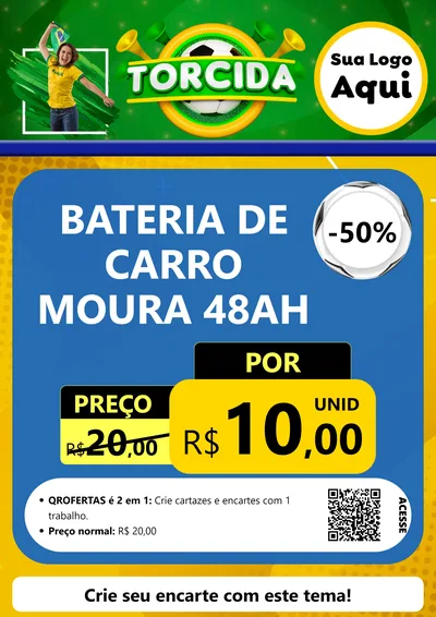 Modelo de Cartaz para Cartaz A4 Vertical com o tema Torcida para Baterias Elétricas