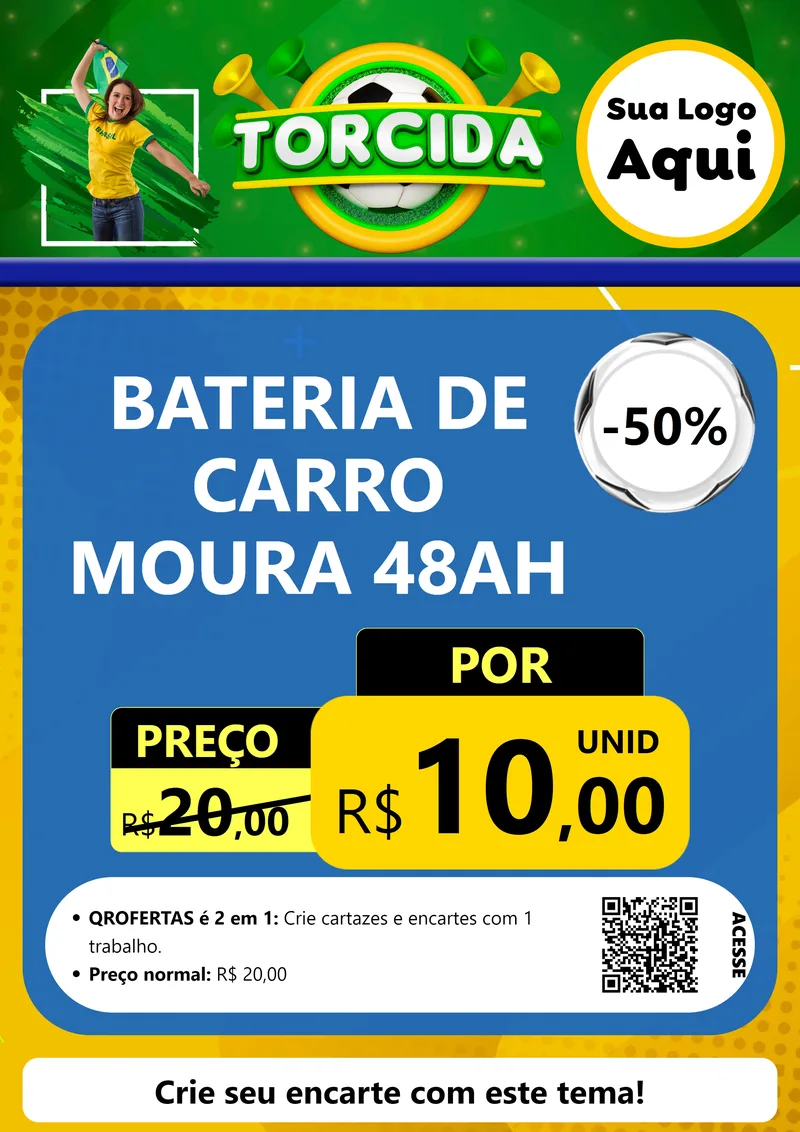Modelo de Cartaz para Cartaz A4 Vertical com o tema Torcida para Baterias Elétricas