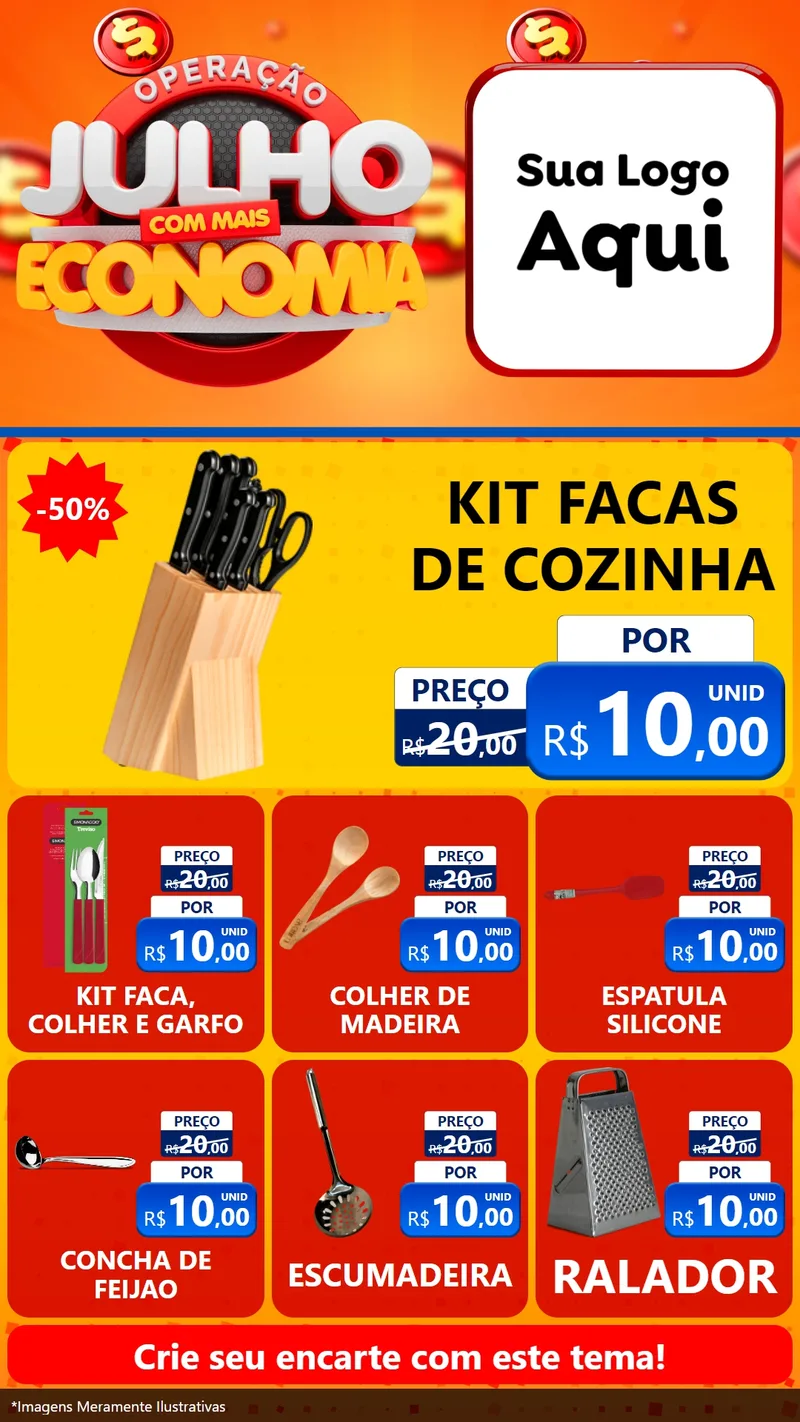 Modelo de Rede Social para Stories com o tema Operação Julho Com Mais Economia para Utilidades Domésticas