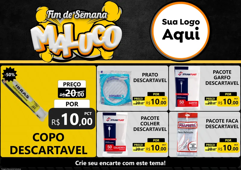 Modelo de Encarte para Encarte A4 Horizontal com o tema Fim de Semana Maluco para Embalagens