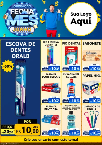 Modelo de Encarte para Encarte A4 Vertical com o tema Operação Fecha Mês, Junho para Higiene Pessoal