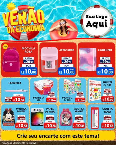 Modelo de Rede Social para Feed Instagram com o tema Verão da Economia para Papelaria