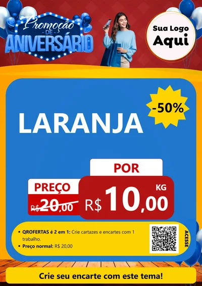 Modelo de Cartaz para Cartaz A4 Vertical com o tema Promoção de Aniversário para Hortifrúti