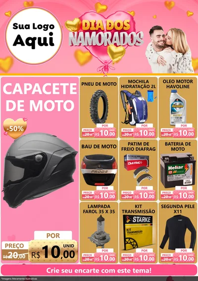 Modelo de Encarte para Encarte A4 Vertical com o tema Dia dos Namorados para Moto peças