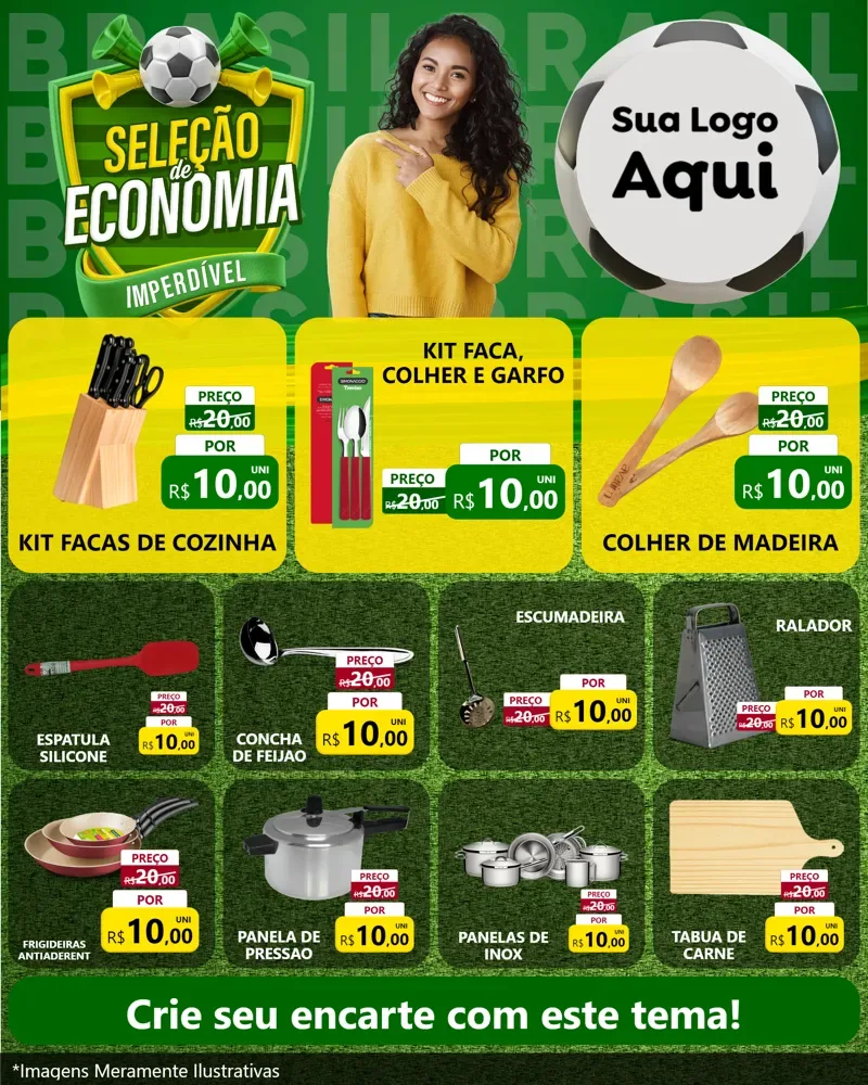 Modelo de Rede Social para Feed Instagram com o tema Seleção de Economia - Copa para Utilidades Domésticas