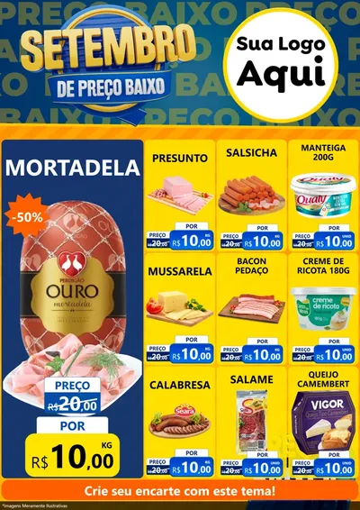 Modelo de Encarte para Encarte A4 Vertical com o tema Setembro De Preço Baixo para Frios e Laticínios