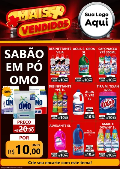 Modelo de Encarte para Encarte A4 Vertical com o tema Mais Vendidos para Produtos de Limpeza