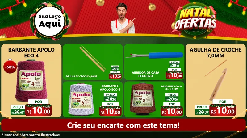 Modelo de TV para TV Horizontal com o tema Natal de Ofertas para Armarinho e Aviamentos
