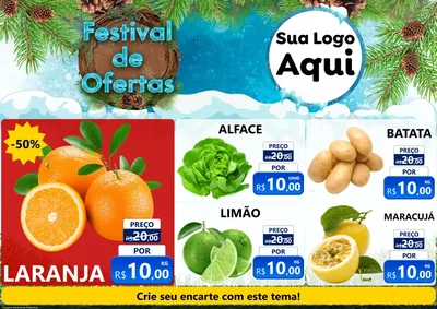 Modelo de Encarte para Encarte A4 Horizontal com o tema Festival de Ofertas - Inverno para Hortifrúti