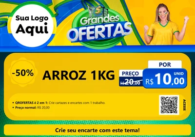 Modelo de Cartaz para Cartaz A4 Horizontal com o tema Grandes Ofertas para Supermercado