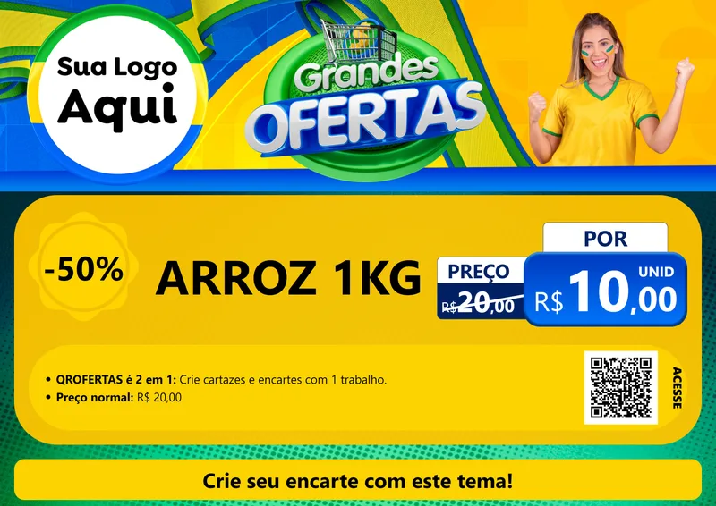 Modelo de Cartaz para Cartaz A4 Horizontal com o tema Grandes Ofertas para Supermercado