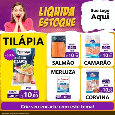 Modelo de Rede Social para Feed Facebook com o tema Liquida estoque para Peixaria