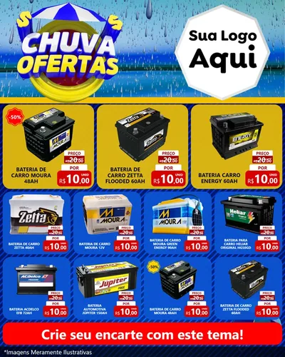 Modelo de Rede Social para Feed Instagram com o tema Chuva de Ofertas para Baterias Elétricas
