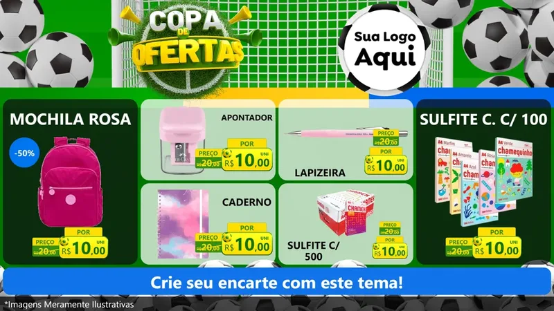Modelo de TV para TV Horizontal com o tema Copa De Ofertas para Papelaria