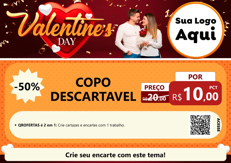 Modelo de Cartaz para Cartaz A4 Horizontal com o tema Valentine's Day para Embalagens