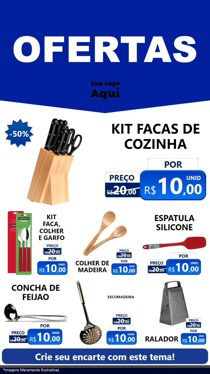 Modelo de Rede Social para Stories com o tema Ofertas Azul Cartaz para Utilidades Domésticas