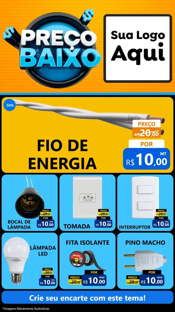 Modelo de Rede Social para Stories com o tema Preço Baixo para Materiais Elétricos