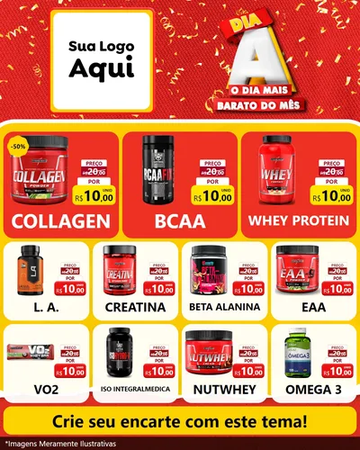 Modelo de Rede Social para Feed Instagram com o tema Dia A o Dia Mais Barato do Mês para Suplementos alimentares