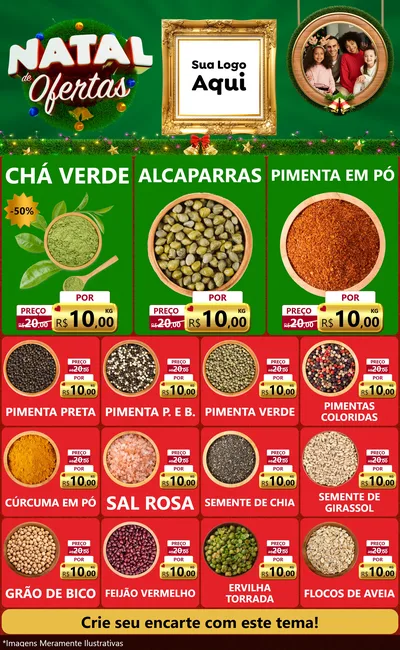 Modelo de Encarte para Encarte Grande com o tema Natal de Ofertas para Produtos Naturais