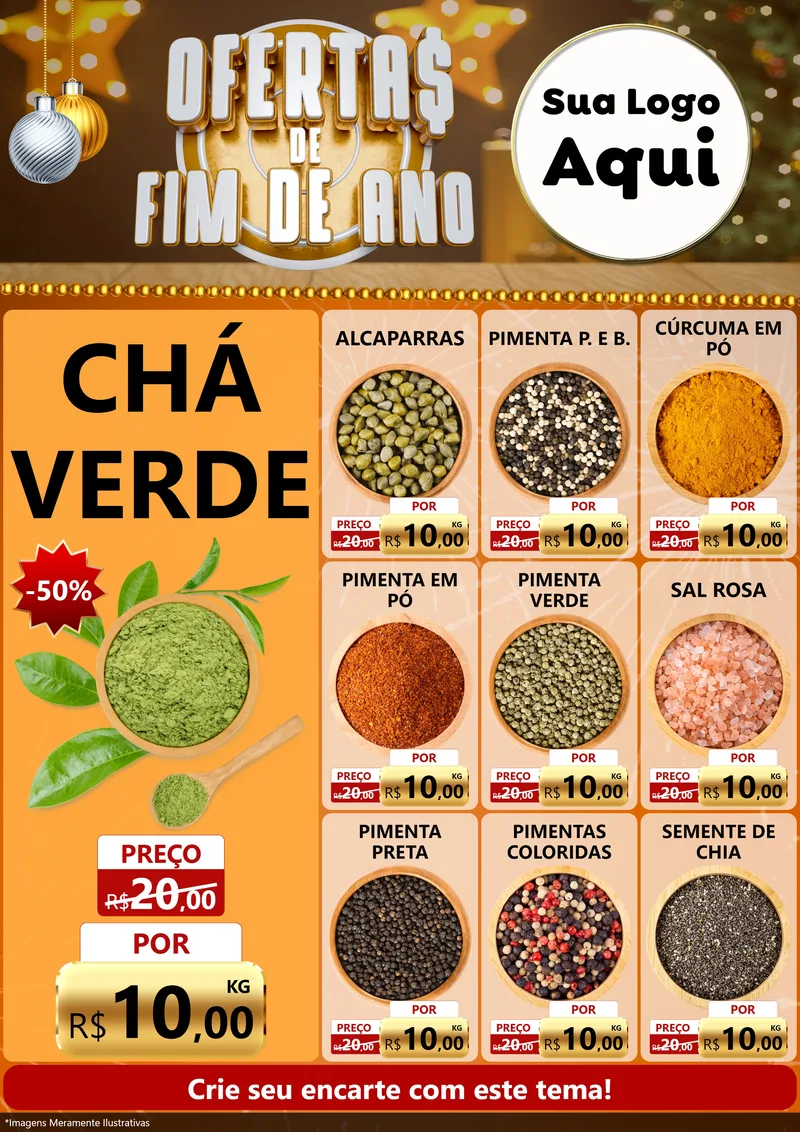 Modelo de Encarte para Encarte A4 Vertical com o tema Ofertas de Fim de Ano para Produtos Naturais