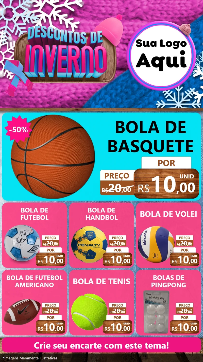 Modelo de Rede Social para Stories com o tema Descontos de Inverno para Artigos Esportivos