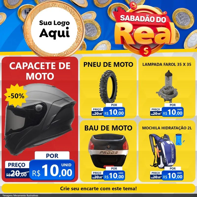 Modelo de Rede Social para Feed Facebook com o tema Sabadão do Real para Moto peças