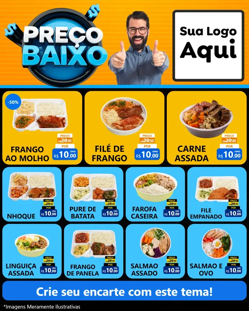 Modelo de Rede Social para Feed Instagram com o tema Preço Baixo para Restaurante