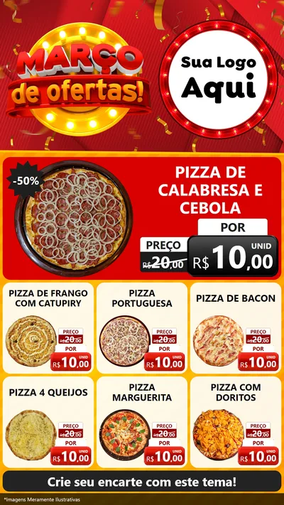 Modelo de Rede Social para Stories com o tema Março de Ofertas! para Pizzaria