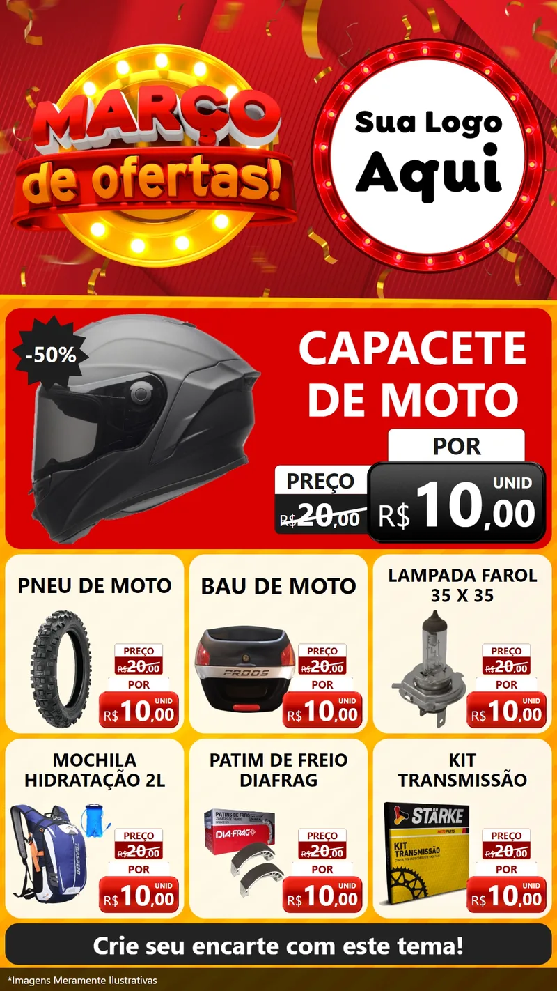 Modelo de Rede Social para Stories com o tema Março de Ofertas! para Moto peças