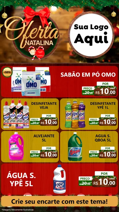 Modelo de TV para TV Vertical com o tema Ofertas Natalina para Produtos de Limpeza