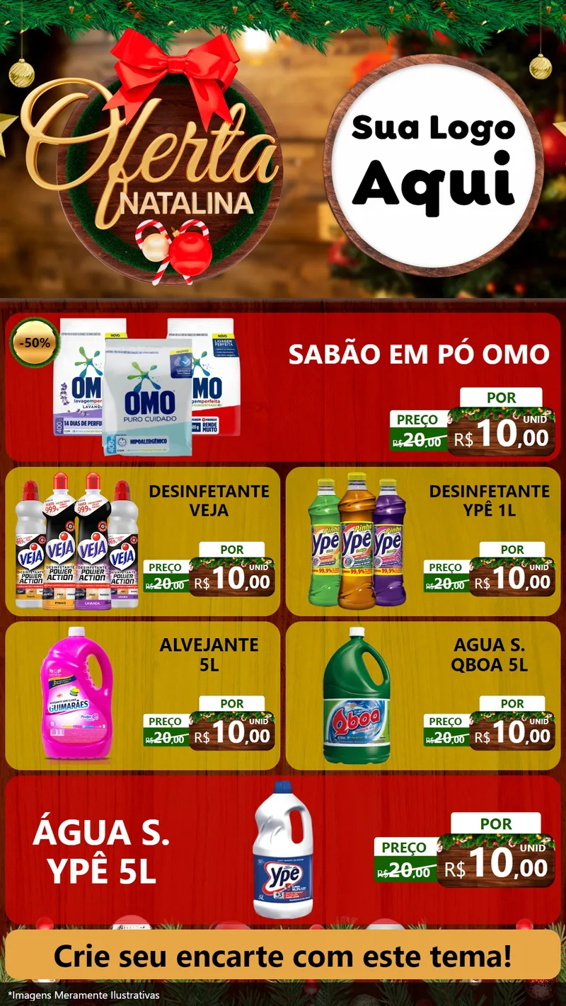 Modelo de TV para TV Vertical com o tema Ofertas Natalina para Produtos de Limpeza